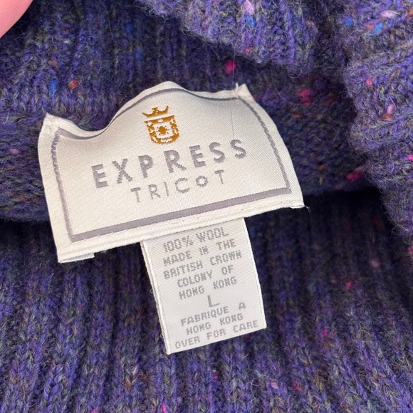 Vintage Y2K Express Tricot Speckled Wool Sweater‎ Large Slouchy Cozy Heritage - Picture 7 of 9